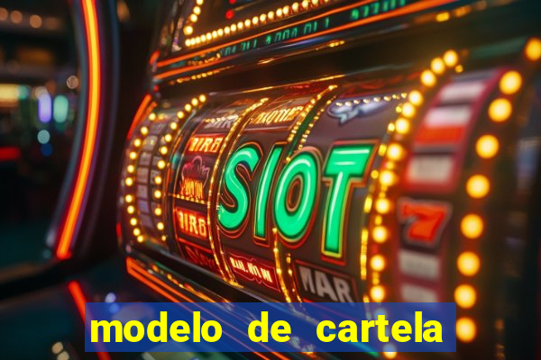 modelo de cartela de bingo em branco